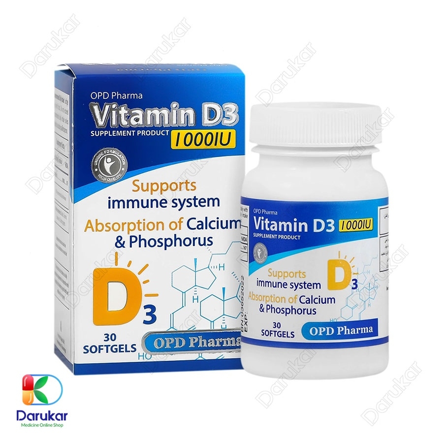 سافت ژل ویتامین D3 1000 واحد او پی دی فارما
