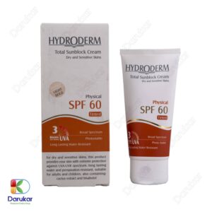 کرم ضد آفتاب رنگی هیدرودرم با SPF60 مناسب پوست های خشک و حساس