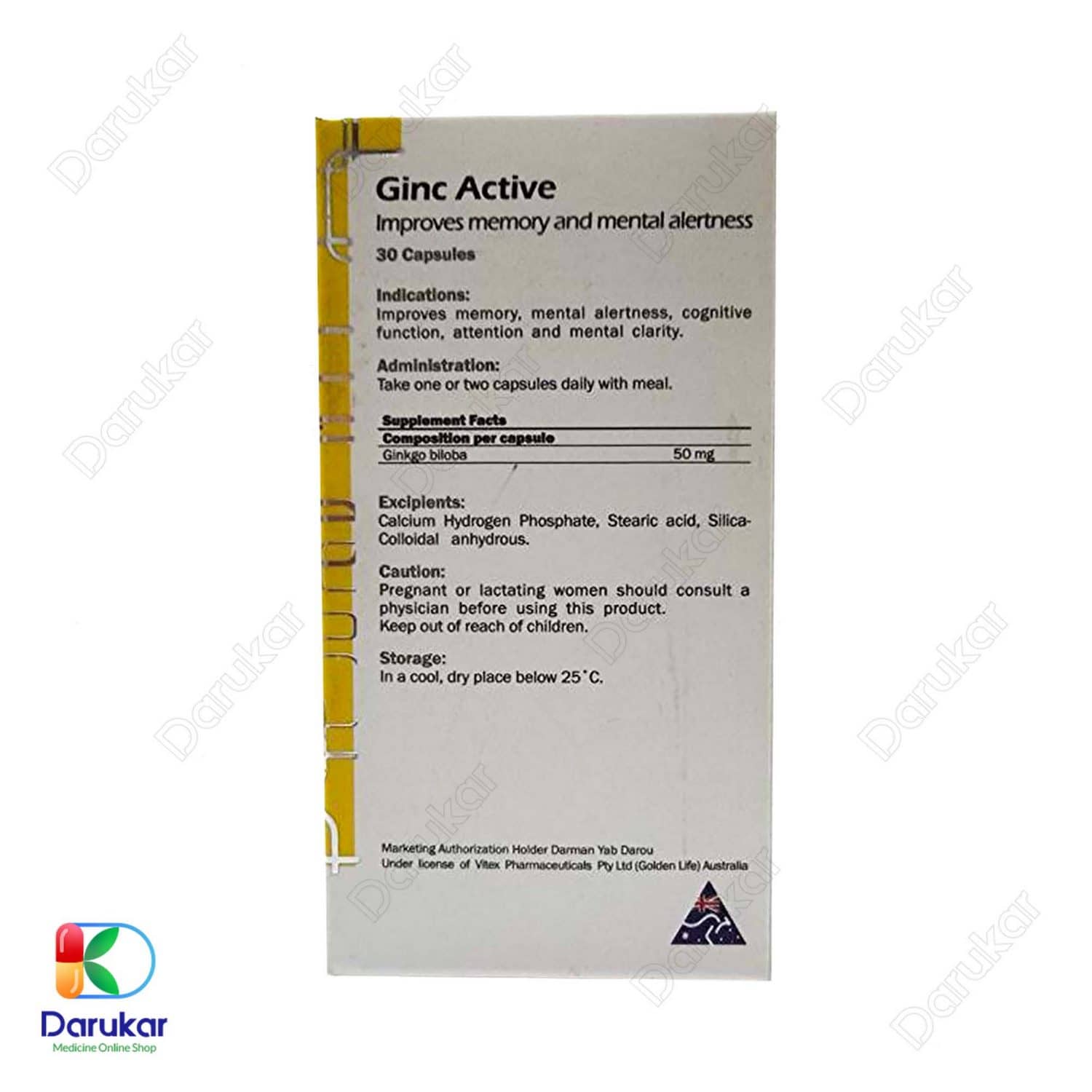 Golden Life Ginc Active 30 Capsules Image Gallery3