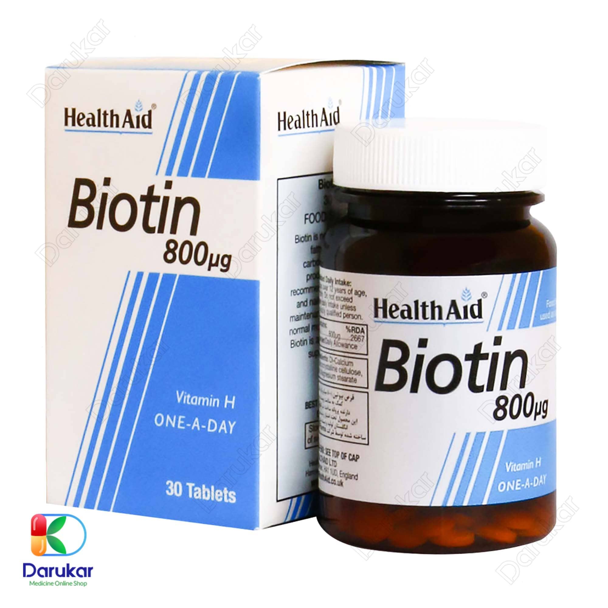 Health Aid Biotin 800 mcg 30 Tabs Image Gallery